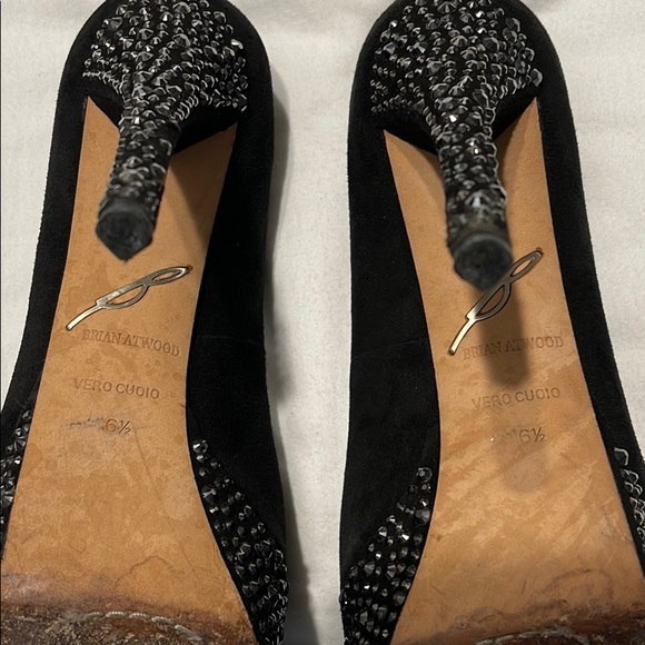 Brian Atwood Black Suede Crystal shoes 61/2 - Picture 4 of 5